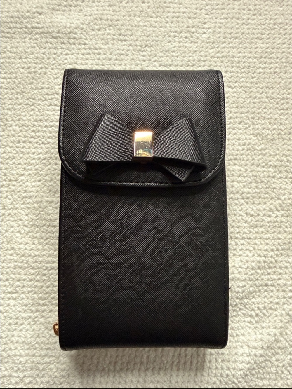 Black Bow Accent Crossbody Phone Bag